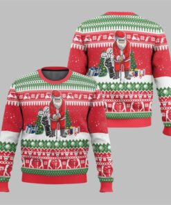 2025 Christmas Santa Playing Golf Ugly Sweater 