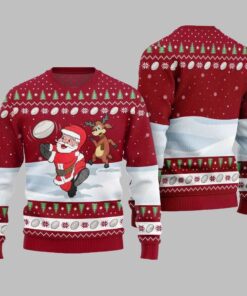 2025 Christmas Santa Playing Rugby Ugly Christmas Sweater 