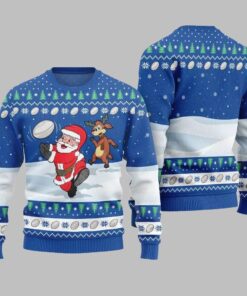 Alternative view of 2025 Christmas Santa Playing Rugby Ugly Christmas Sweater 