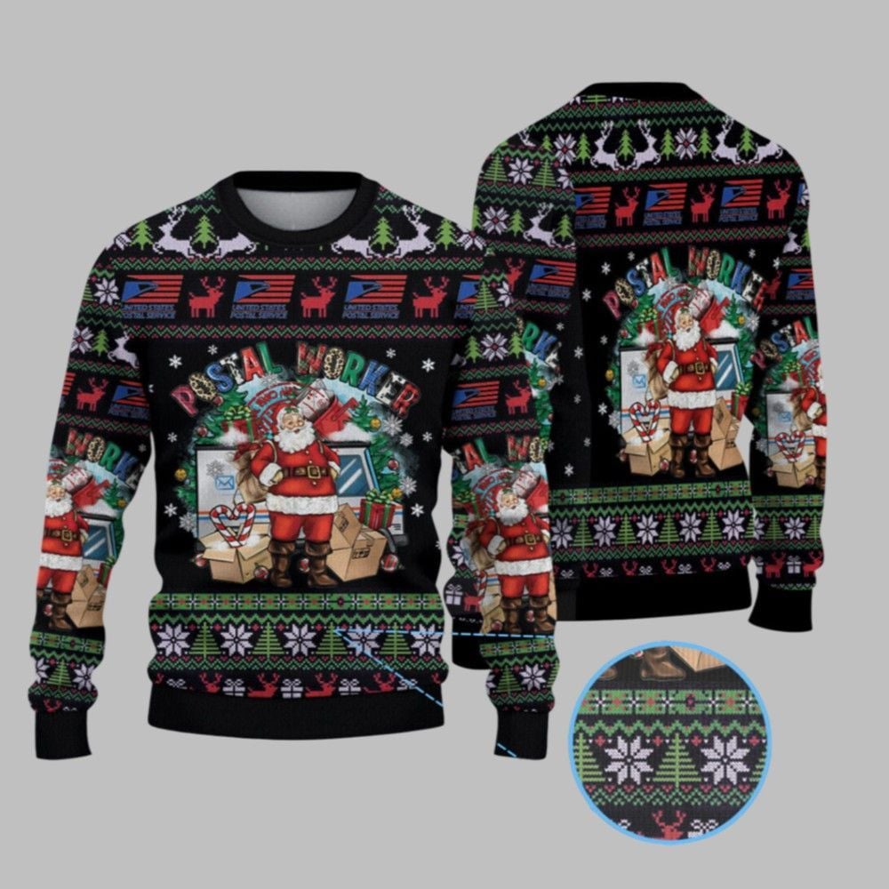 2025 Christmas Santa United States Postal Service Christmas Ugly Sweater - Grishko.com