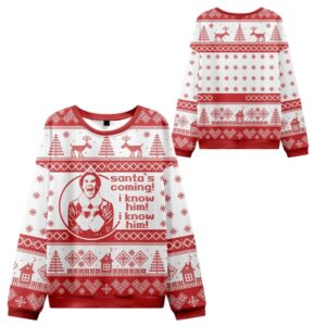 Alternative view of 2025 Christmas Santa's Coming Movie Ugly Sweater - Grishko.com