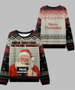 2025 Christmas Santa's Mugshot Ugly Sweater 