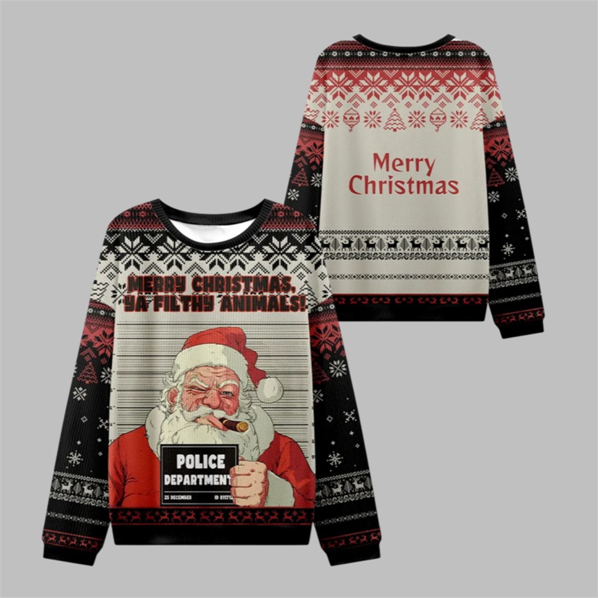 2025 Christmas Santa's Mugshot Ugly Sweater - Grishko.com