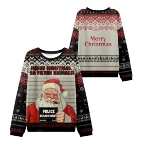 Alternative view of 2025 Christmas Santa's Mugshot Ugly Sweater - Grishko.com