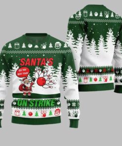 2025 Christmas Santas On Strike Bowling League Ugly Christmas Sweater 