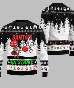 Alternative view of 2025 Christmas Santas On Strike Bowling League Ugly Christmas Sweater 