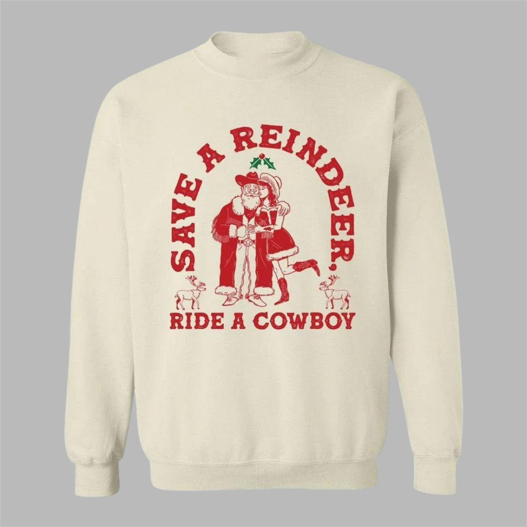 2025 Christmas Save A Reindeer Ride A Cowboy Ugly Sweater - Image 3