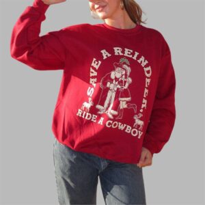 Alternative view of 2025 Christmas Save A Reindeer Ride A Cowboy Ugly Sweater - Grishko.com