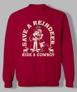 2025 Christmas Save A Reindeer Ride A Cowboy Ugly Sweater 