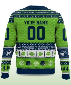 Alternative view of 2025 Christmas Seahawks Personalized Ugly Sweater