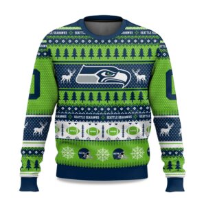 2025 Christmas Seahawks Personalized Ugly Sweater