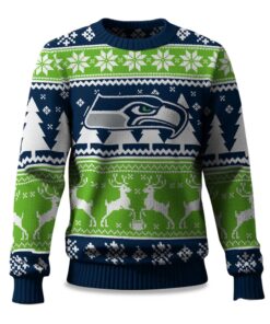 2025 Christmas Seahawks Reindeer Football Ugly Sweater