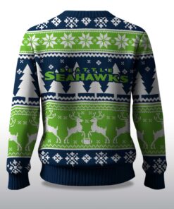 Alternative view of 2025 Christmas Seahawks Reindeer Football Ugly Sweater