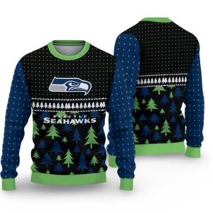 Alternative view of 2025 Christmas Seahawks Ugly Sweater - Grishko.com