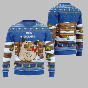 Alternative view of 2025 Christmas Seriously Naughty Duck On The Farm Ugly Christmas Sweater - Grishko.com