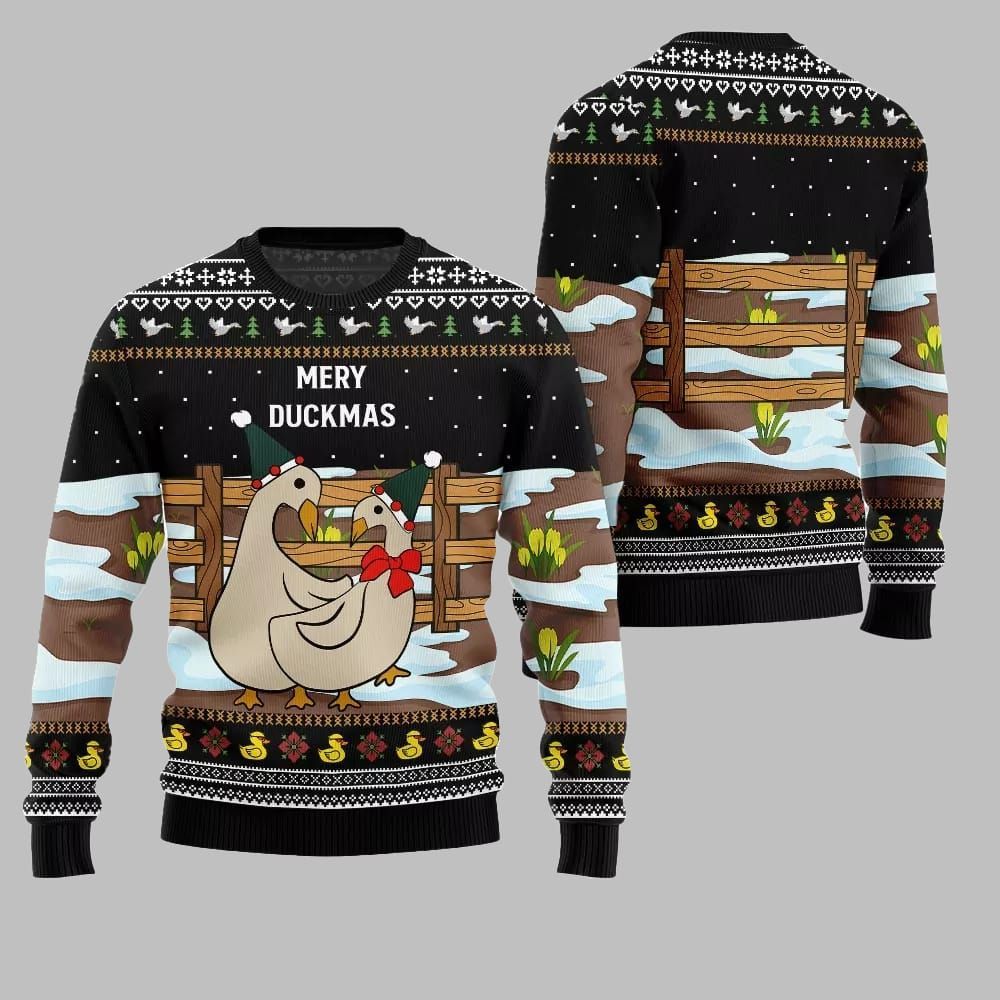 2025 Christmas Seriously Naughty Duck On The Farm Ugly Christmas Sweater - Grishko.com