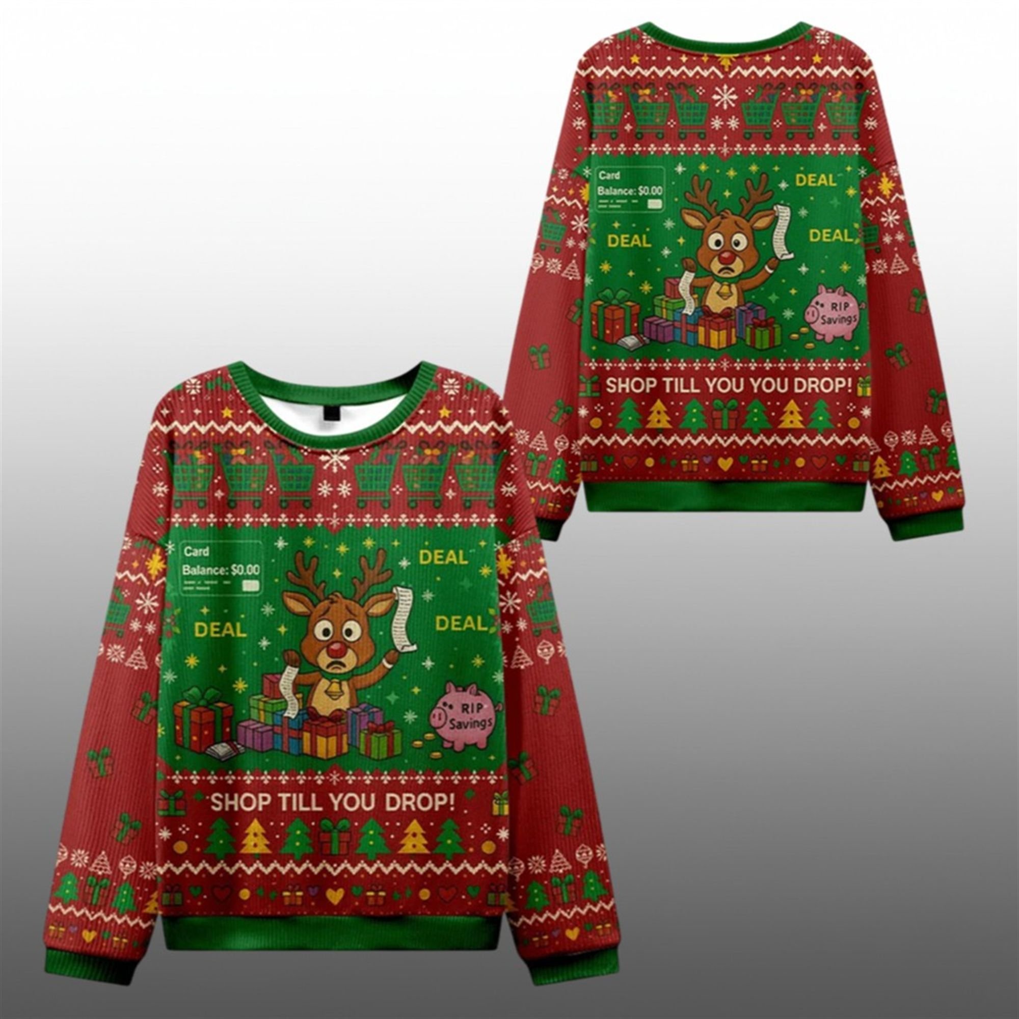 2025 Christmas Shop Till You Drop Ugly Sweater - Grishko.com