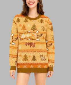 Alternative view of 2025 Christmas Silly Sleepy Cat Meme Ugly Sweater 
