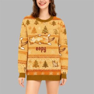 Alternative view of 2025 Christmas Silly Sleepy Cat Meme Ugly Sweater - Grishko.com