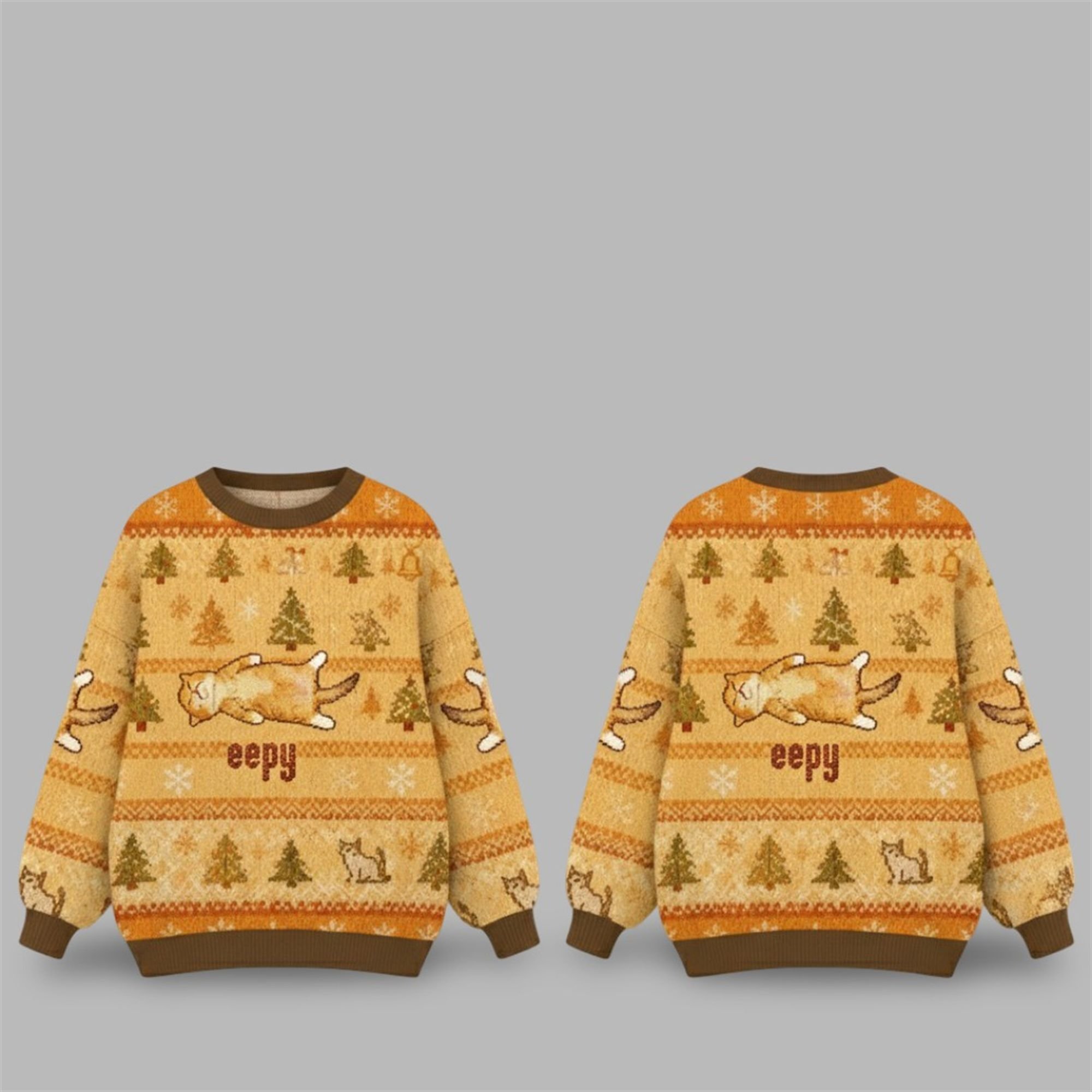 2025 Christmas Silly Sleepy Cat Meme Ugly Sweater - Grishko.com
