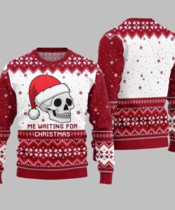 2025 Christmas Skull Me Waiting For Christmas Ugly Christmas Sweater 