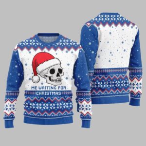 Alternative view of 2025 Christmas Skull Me Waiting For Christmas Ugly Christmas Sweater - Grishko.com