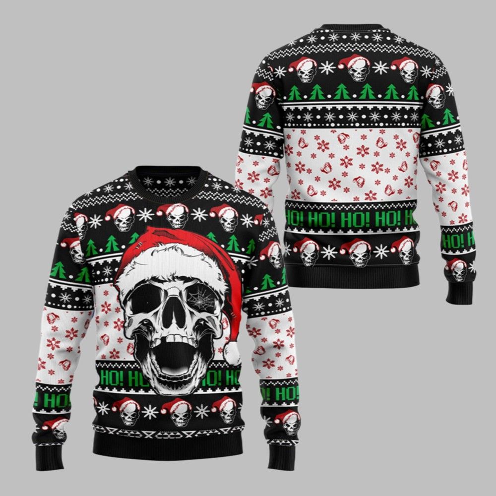 2025 Christmas Skull Xmas Hohoho Ugly Christmas Sweater - Grishko.com