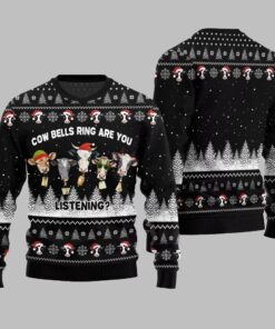 Alternative view of 2025 Christmas Sleepy Cow Bells Ring Are You Listening Ugly Christmas Sweater 