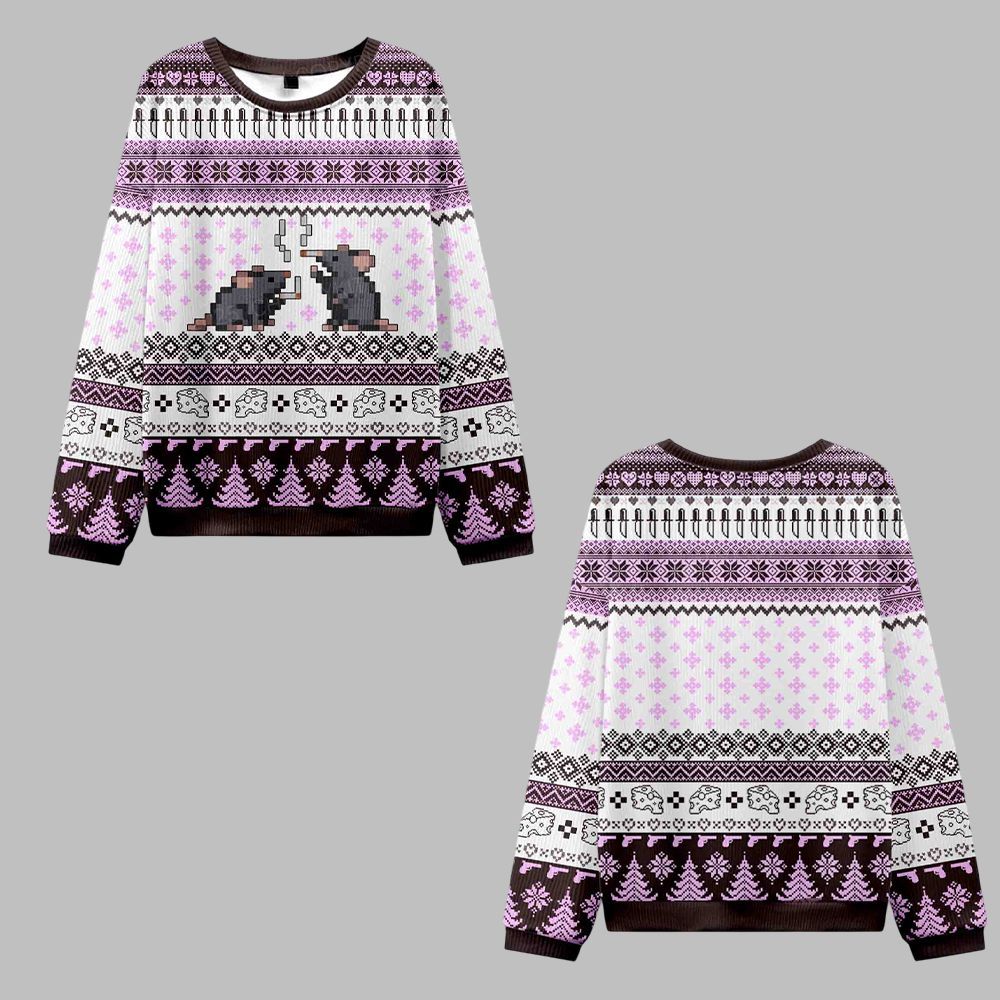 2025 Christmas Smoking Rats Ugly Christmas Sweater - Grishko.com