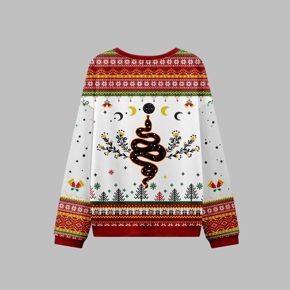 2025 Christmas Snake And Moon Phase Ugly Christmas Sweater - Grishko.com - Image 3
