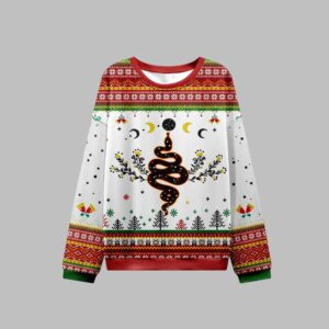 Alternative view of 2025 Christmas Snake And Moon Phase Ugly Christmas Sweater - Grishko.com