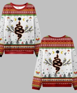 2025 Christmas Snake And Moon Phase Ugly Christmas Sweater 