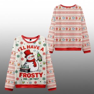 2025 Christmas Snowman Drinking Beer Ugly Sweater - Grishko.com