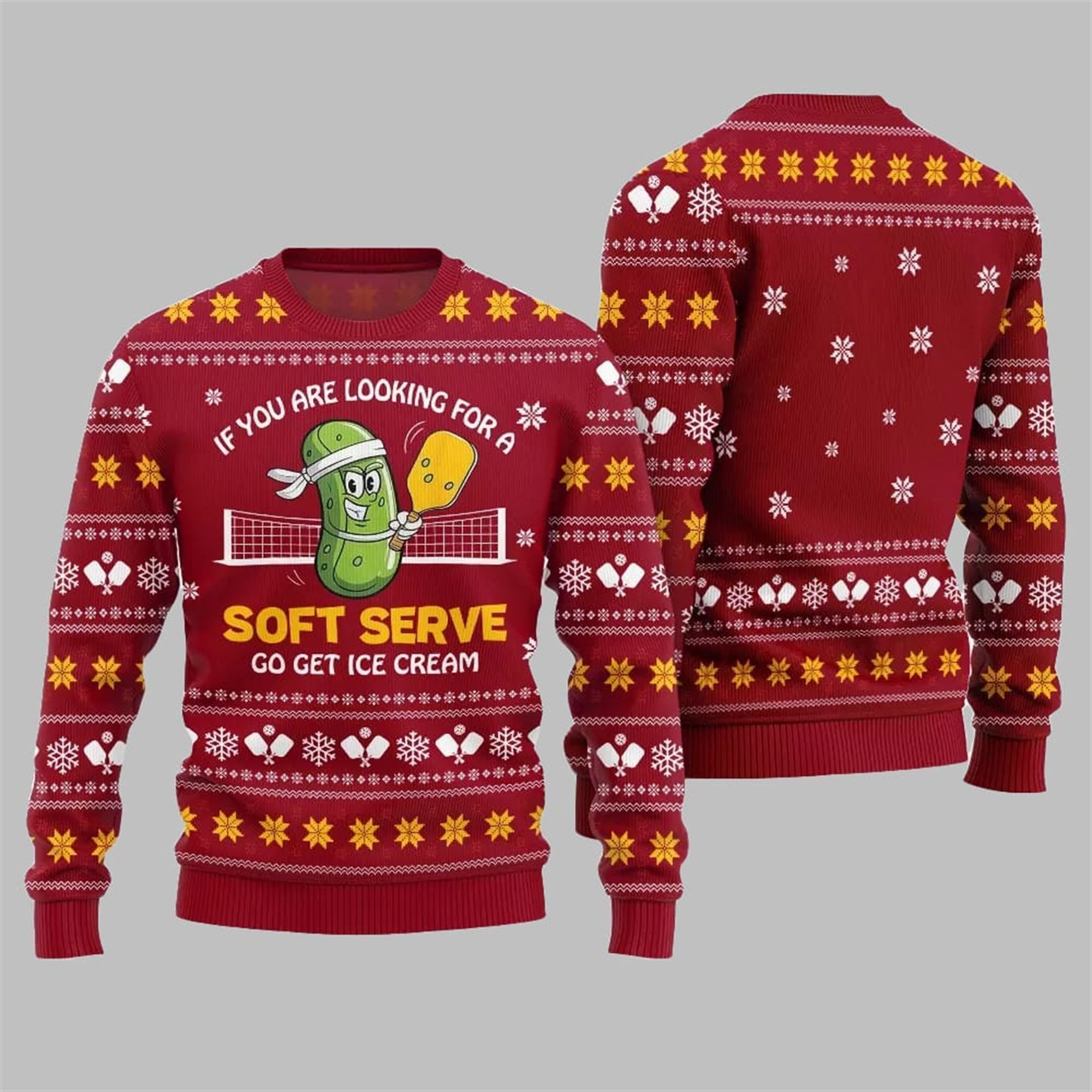 2025 Christmas Soft Serve Pickleball Ugly Sweater - Grishko.com