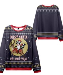 Alternative view of 2025 Christmas Sorry Santa I've Been Feral Ugly Sweater 