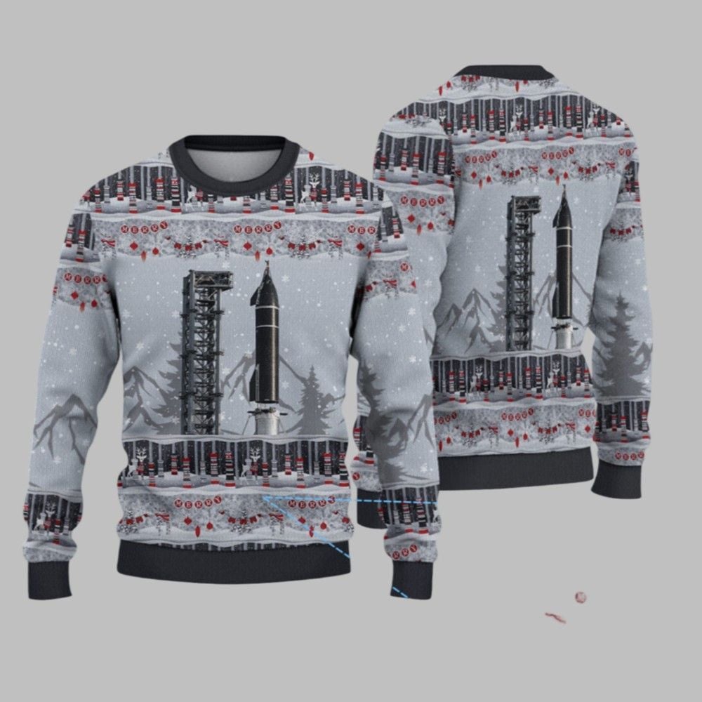 2025 Christmas SpaceX Starship Ugly Sweater - Grishko.com