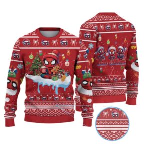 Alternative view of 2025 Christmas Spiderman Merry Christmas Ugly Sweater - Grishko.com