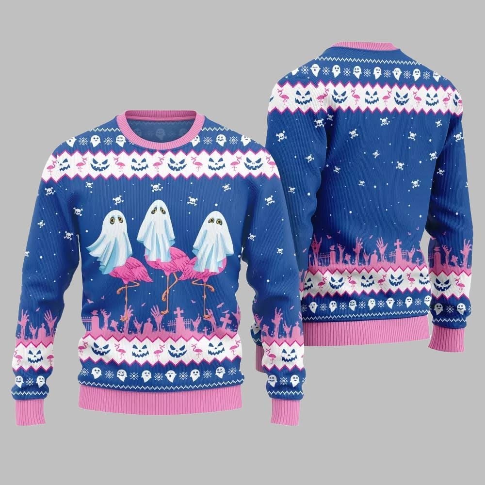 2025 Christmas Spooky Flamingo Ugly Christmas Sweater - Grishko.com