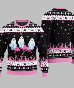 Alternative view of 2025 Christmas Spooky Flamingo Ugly Christmas Sweater 