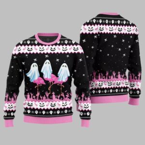 Alternative view of 2025 Christmas Spooky Flamingo Ugly Christmas Sweater - Grishko.com