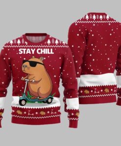 2025 Christmas Stay Chill Capybara Ugly Christmas Sweater 