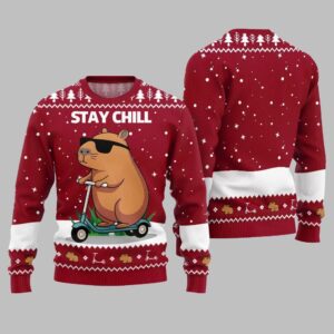 2025 Christmas Stay Chill Capybara Ugly Christmas Sweater - Grishko.com
