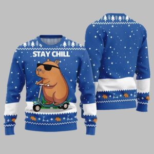 Alternative view of 2025 Christmas Stay Chill Capybara Ugly Christmas Sweater - Grishko.com