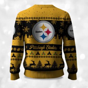 Alternative view of 2025 Christmas Steelers Festive Reindeer & Tree Ugly Sweater