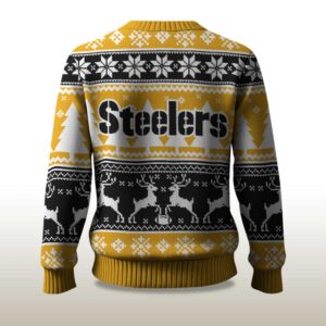 Alternative view of 2025 Christmas Steelers Reindeer Football Ugly Sweater