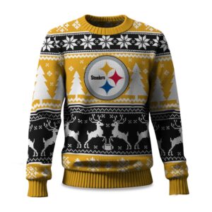 2025 Christmas Steelers Reindeer Football Ugly Sweater