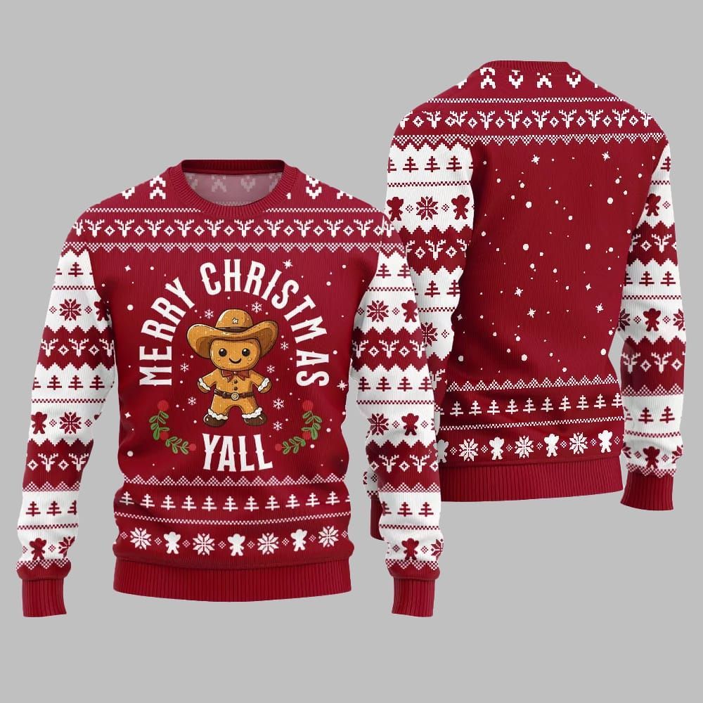 2025 Christmas Sweet & Silly Gingerbread Cookie Ugly Christmas Sweater - Grishko.com