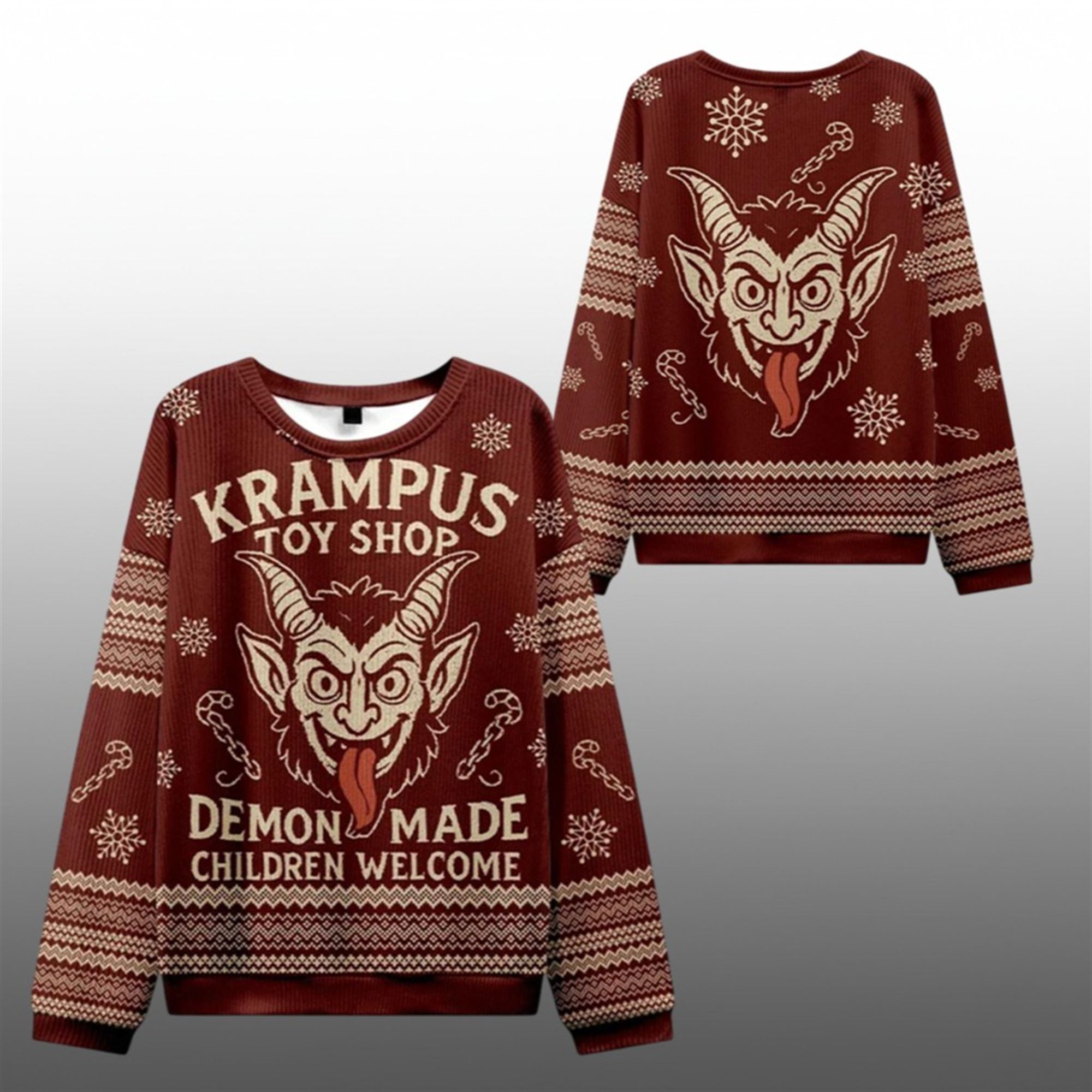 2025 Christmas Terrible Krampus Toys Shop Ugly Sweater - Grishko.com