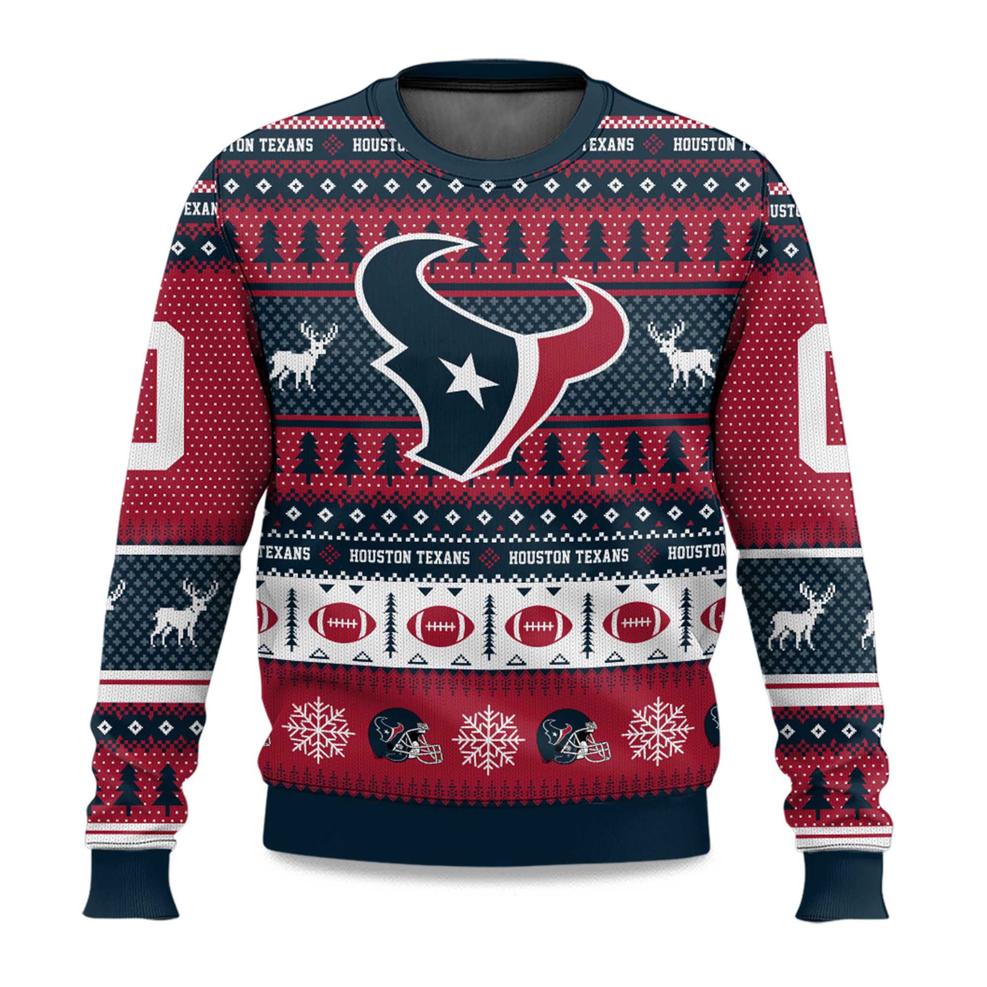 2025 Christmas Texans Personalized Ugly Sweater