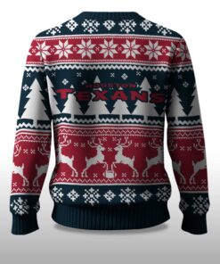 Alternative view of 2025 Christmas Texans Reindeer Football Ugly Sweater